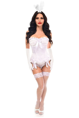 Top Drawer 4 PC White Burlesque Bunny Corset Costume - Daisy Corsets