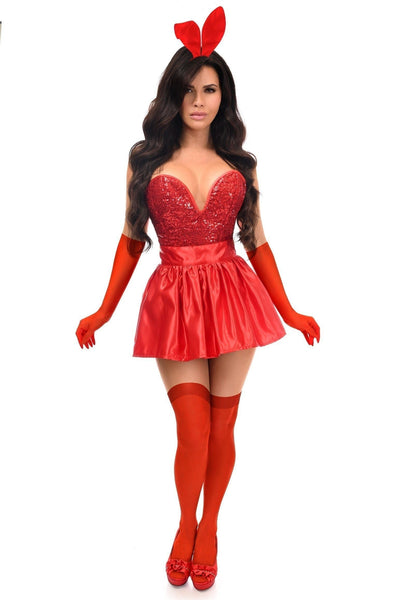Top Drawer 5 PC Premium Red Bunny Corset Costume - Daisy Corsets