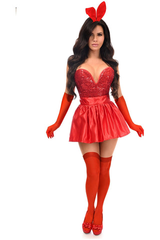 Top Drawer 5 PC Premium Red Bunny Corset Costume - Daisy Corsets