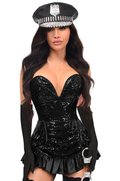 Top Drawer 5 PC Premium Sequin Cop Corset Costume - Daisy Corsets