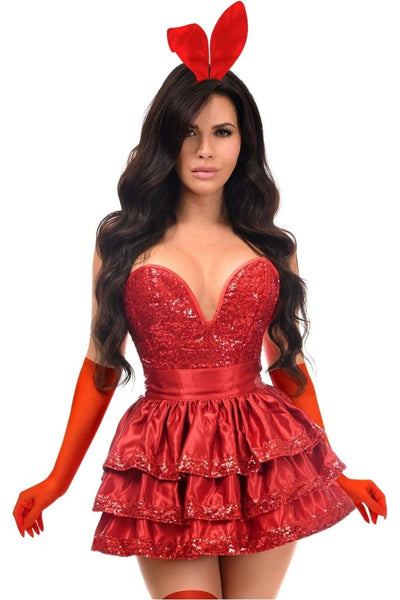 Top Drawer 5 PC Red Sequin Bunny Corset Costume - Daisy Corsets
