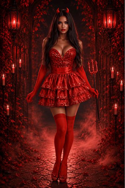 Top Drawer 5 PC Red Sequin Devil Corset Costume - Daisy Corsets