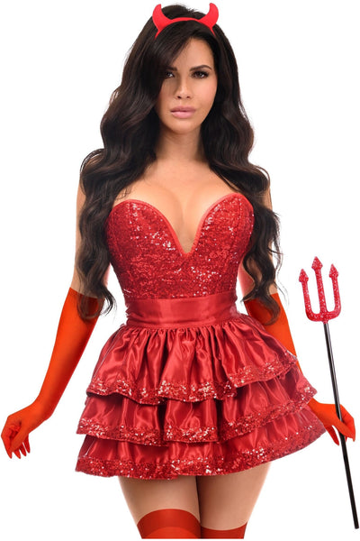 Top Drawer 5 PC Red Sequin Devil Corset Costume - Daisy Corsets