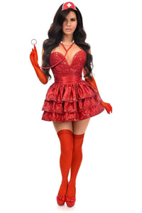 Top Drawer 5 PC Red Sequin Nurse Corset Costume - Daisy Corsets