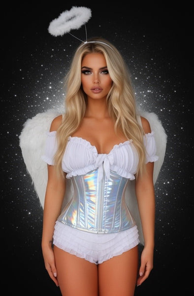 Top Drawer 5 PC Silver Holo Angel Corset Costume - Daisy Corsets