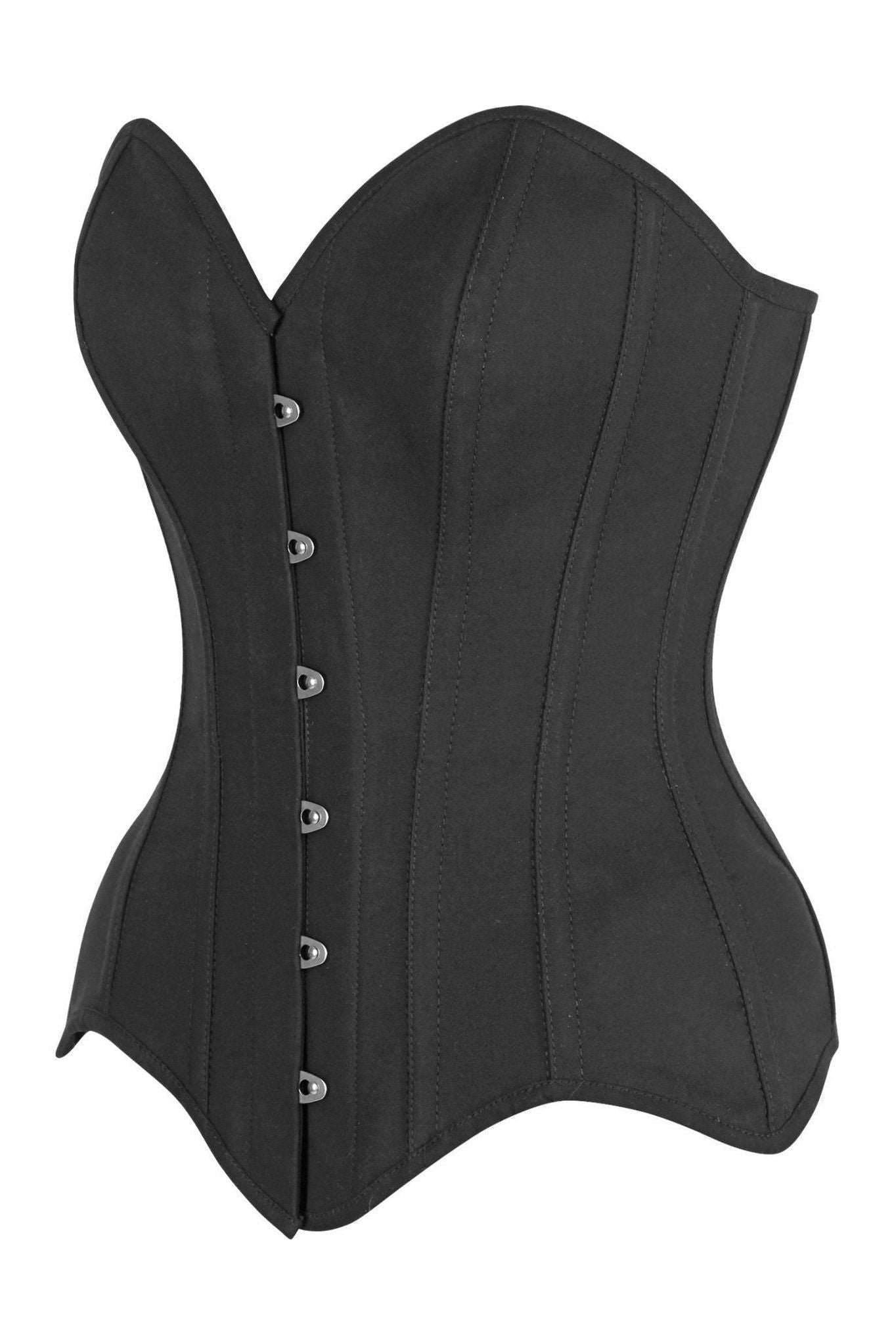 Top Drawer Black Faux Leather Steel Boned Overbust Corset w/Fringe