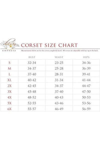 Top Drawer Black Faux Leather & White Lace Trim Steel Boned Corset