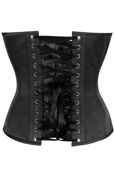 Top Drawer Black Satin Steel Boned Overbust Corset w/Side Zipper - Daisy Corsets
