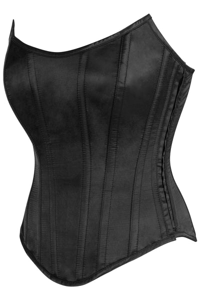 Top Drawer Black Satin Steel Boned Overbust Corset w/Side Zipper - Daisy Corsets
