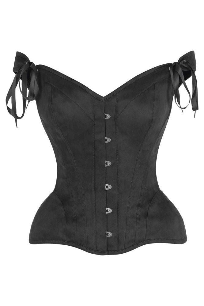 Top Drawer Black Suede Steel Boned Corset w/Straps - Daisy Corsets