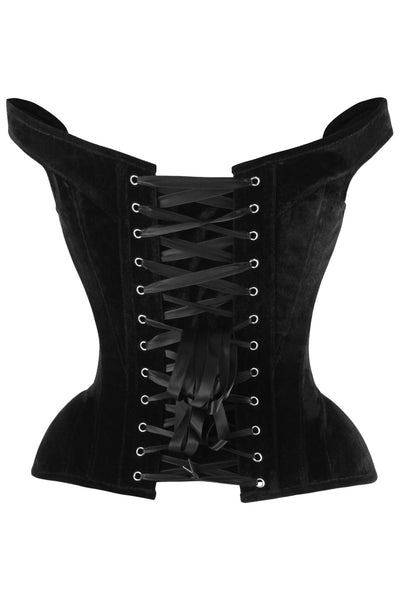 Top Drawer Black Velvet Steel Boned Corset w/Straps - Daisy Corsets