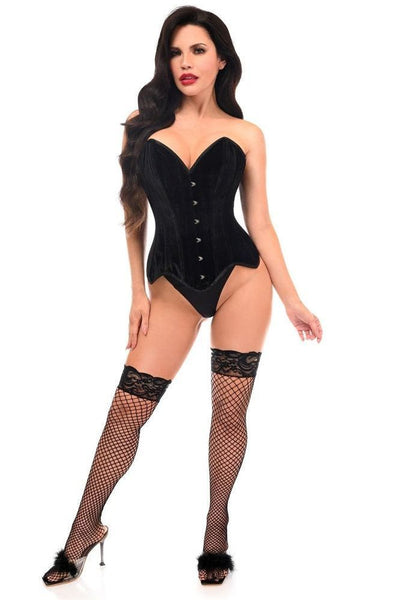 Top Drawer Black Velvet Steel Boned Overbust Corset - Daisy Corsets