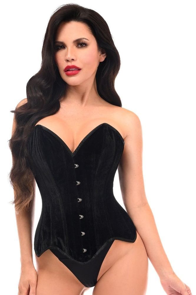 Top Drawer Black Velvet Steel Boned Overbust Corset - Daisy Corsets