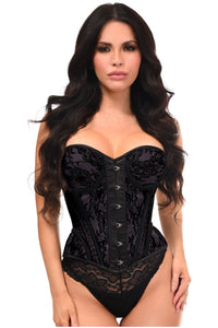 Top Drawer Black w/Black Lace Steel Boned Underwire Bustier Corset - Daisy Corsets