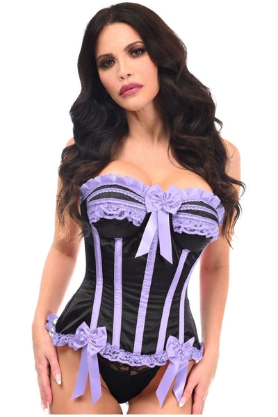 Top Drawer Black/Lavender Satin Steel Boned Burlesque Corset - Daisy Corsets