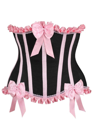 Top Drawer Black/Pink Steel Boned Burlesque Underbust Corset Waist Cincher - Daisy Corsets