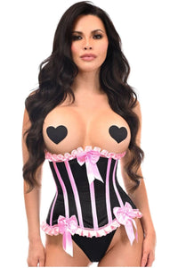 Top Drawer Black/Pink Steel Boned Burlesque Underbust Corset Waist Cincher - Daisy Corsets
