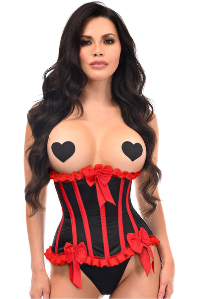 Top Drawer Black/Red Steel Boned Burlesque Underbust Corset Waist Cincher - Daisy Corsets