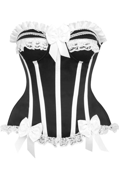 Top Drawer Black/White Steel Boned Burlesque Corset - Daisy Corsets