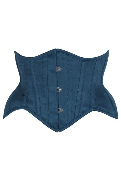 Top Drawer Blue Suede Steel Boned Mini Waist Cincher Corset - Daisy Corsets