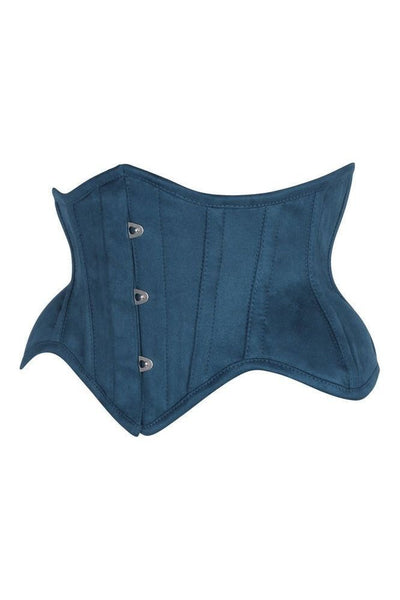 Top Drawer Blue Suede Steel Boned Mini Waist Cincher Corset - Daisy Corsets