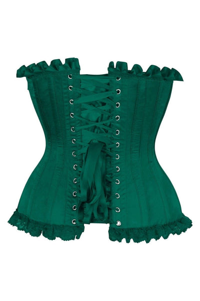 Top Drawer Dark Green Satin Steel Boned Burlesque Corset - Daisy Corsets