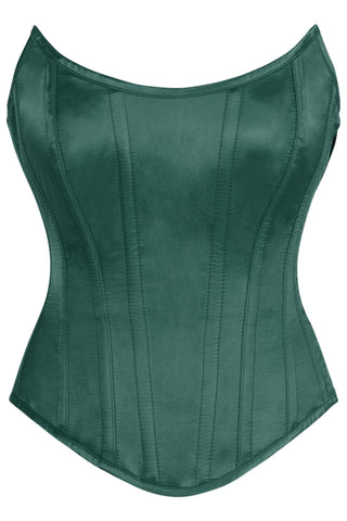 Top Drawer Dark Green Satin Steel Boned Overbust Corset w/Side Zipper - Daisy Corsets