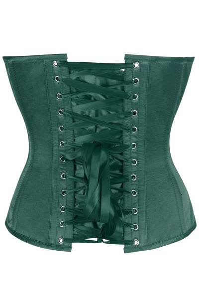 Top Drawer Dark Green Satin Steel Boned Overbust Corset w/Side Zipper - Daisy Corsets