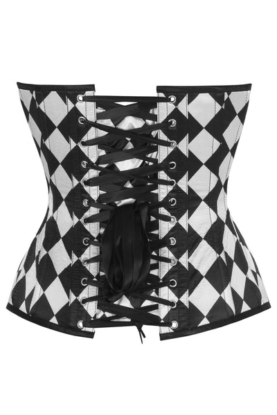 Top Drawer Diamond Print Satin Steel Boned Overbust Corset - Daisy Corsets