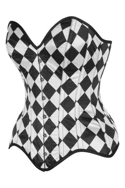 Top Drawer Diamond Print Satin Steel Boned Overbust Corset - Daisy Corsets