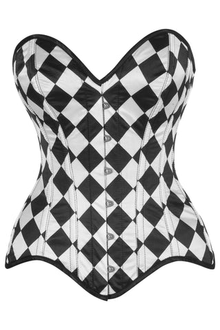 Top Drawer Diamond Print Satin Steel Boned Overbust Corset - Daisy Corsets