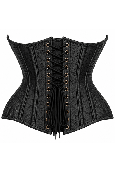 Top Drawer Double Steel Boned Black Brocade Curvy Underbust Corset - Daisy Corsets