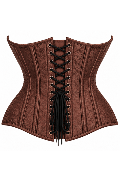Top Drawer Double Steel Boned Brown Brocade Curvy Underbust Corset - Daisy Corsets