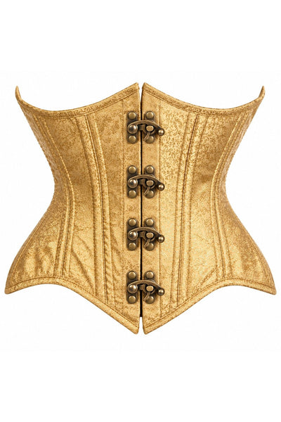 Top Drawer Double Steel Boned Gold Brocade Curvy Underbust Corset - Daisy Corsets