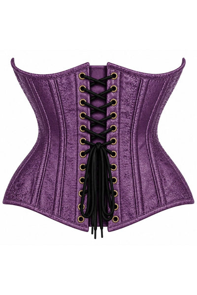 Top Drawer Double Steel Boned Plum Brocade Curvy Underbust Corset - Daisy Corsets