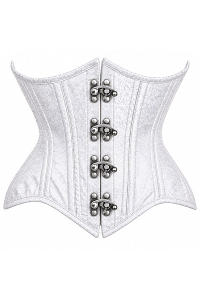 Top Drawer Double Steel Boned White Brocade Curvy Underbust Corset - Daisy Corsets