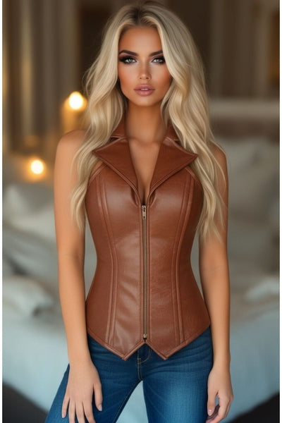 Top Drawer Faux Leather Steel Boned Corset - Daisy Corsets