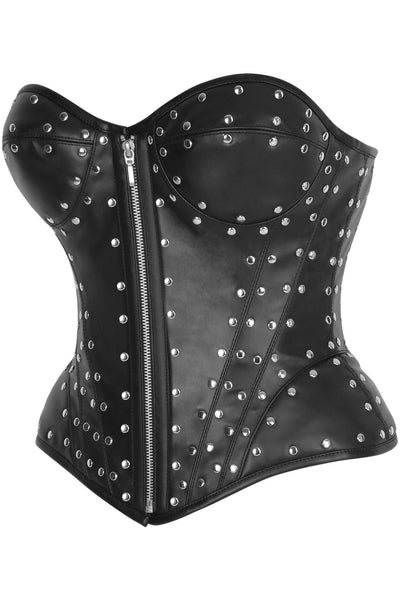 Top Drawer Faux Leather w/Rivets Steel Boned Underwire Bustier Corset Top - Daisy Corsets