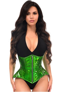 Top Drawer Green Holo Double Steel Boned Underbust Waist Cincher Corset - Daisy Corsets