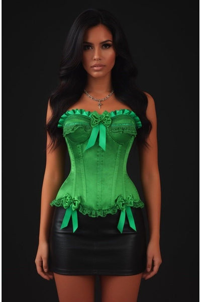 Top Drawer Green Satin Steel Boned Burlesque Corset - Daisy Corsets