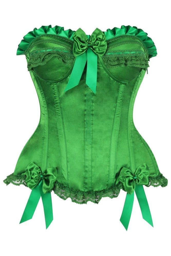 Top Drawer Green Satin Steel Boned Burlesque Corset - Daisy Corsets