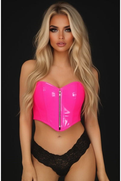 Top Drawer Hot Pink Patent Bustier Top w/Zipper - Daisy Corsets