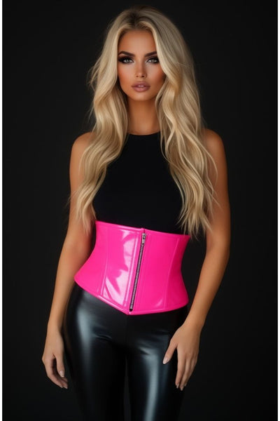 Top Drawer Hot Pink Patent Steel Boned Mini Cincher - Daisy Corsets