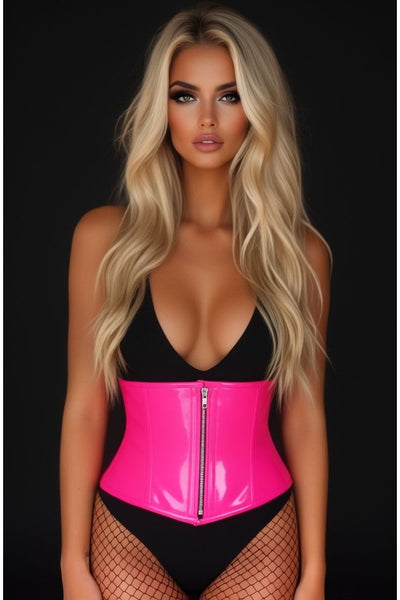 Top Drawer Hot Pink Patent Steel Boned Mini Cincher - Daisy Corsets
