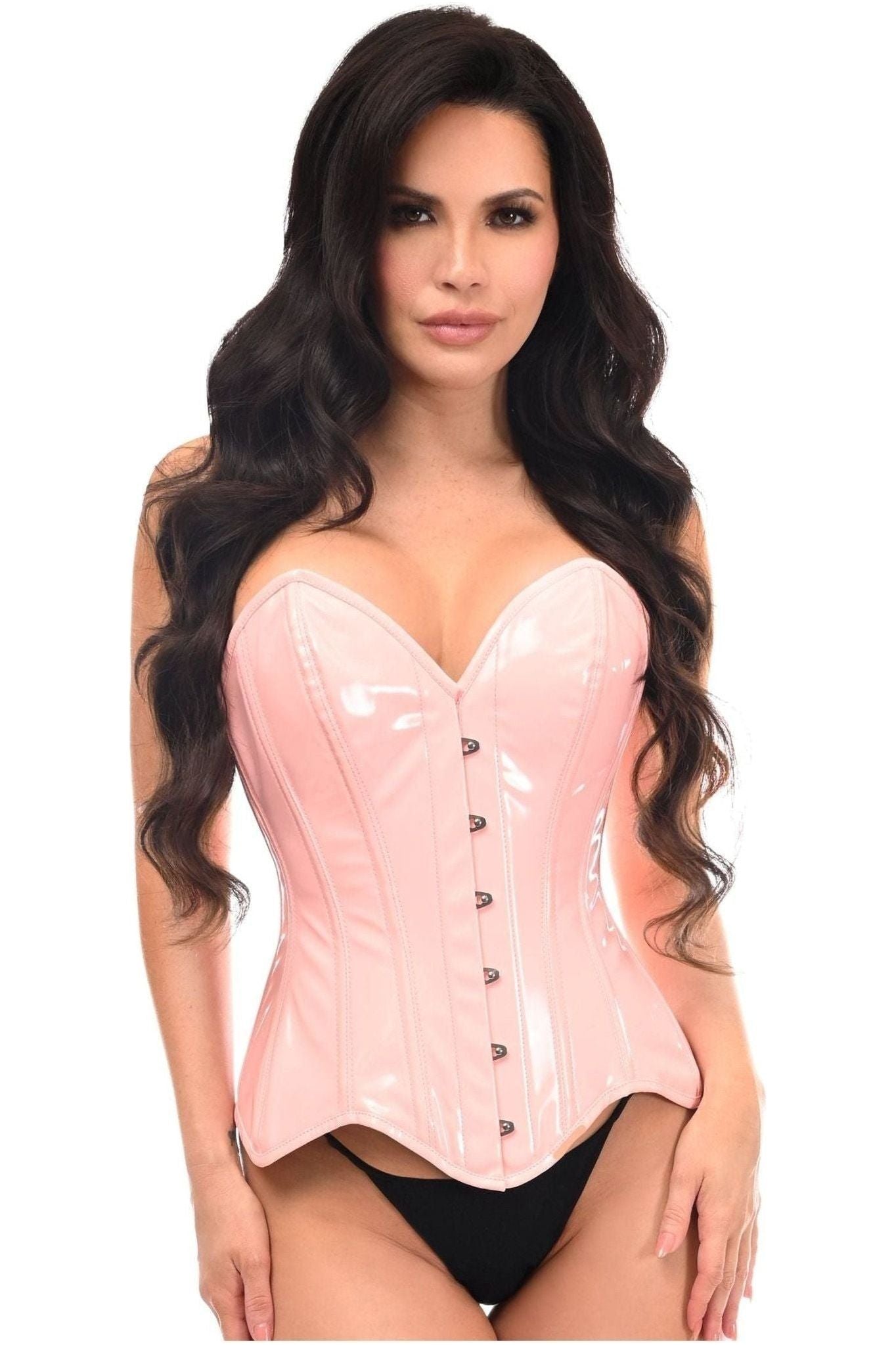 Top Drawer Lt Pink Patent Leather Steel Boned Overbust Corset - Daisy Corsets
