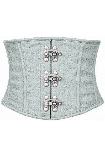 Top Drawer Mint Green Brocade Steel Boned Mini Cincher w/Clasps - Daisy Corsets