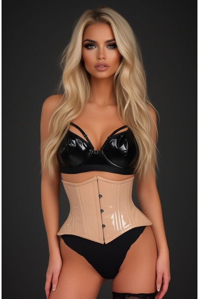 Top Drawer Nude Patent Steel Boned Mini Cincher Under Bust Corset - Daisy Corsets