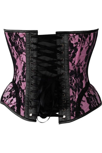 Top Drawer Pink w/Black Lace Steel Boned Underwire Bustier Corset