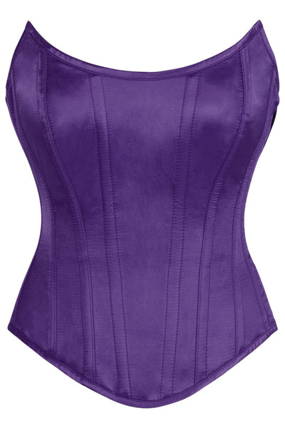 Top Drawer Plum Satin Steel Boned Overbust Corset w/Side Zipper - Daisy Corsets