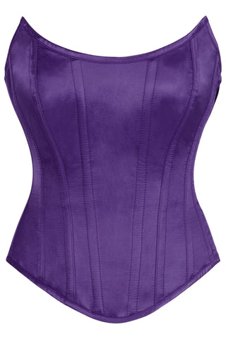 Top Drawer Plum Satin Steel Boned Overbust Corset w/Side Zipper - Daisy Corsets